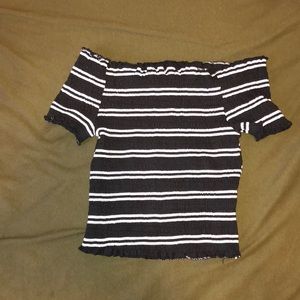 Black and white striped crop top